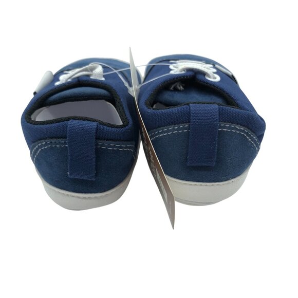 Baby Boys Girls Slip On Sneakers Fabric Flexible Sole Navy Blue Size 3 12-18M - Picture 3 of 5